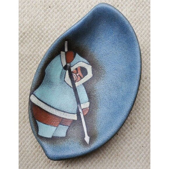 Other - LUBA MILE LINHART Ceramic Dish Haliburton Pottery INUIT ESKIMO SEAL HUNTER MCM